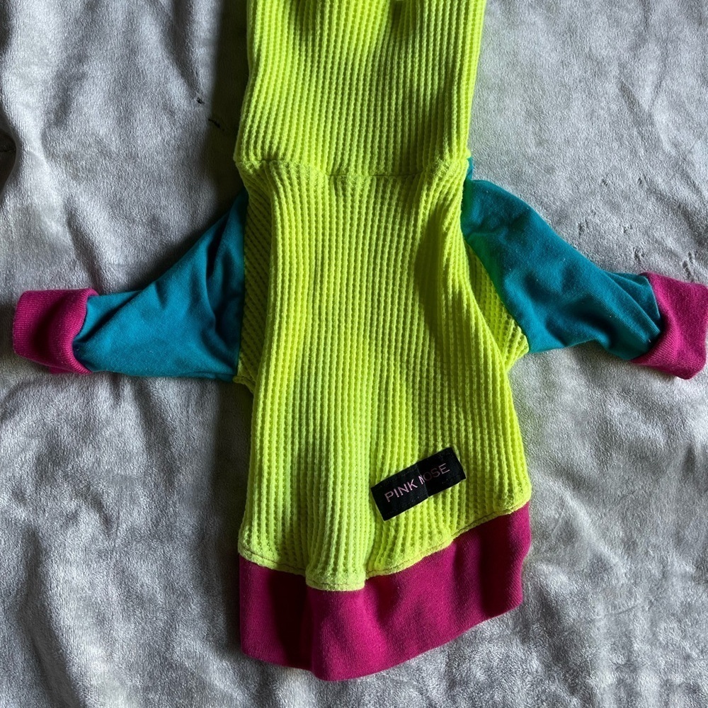 Pink Rose Yellow and Blue Cowl Neck Sweater